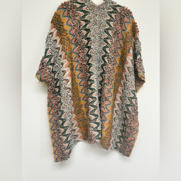 DAVID AND YOUNG Multi Colored Pink Orange Knit Oversized Sweater Wrap Shawl OS - Picture 8 of 8